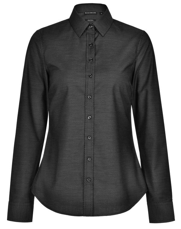 ASCOT Womens Pin Dot Stretch Long Sleeve Shirt