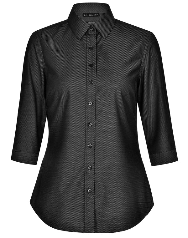ASCOT Womens Pin Dot Stretch 3/4 Sleeve Shirt