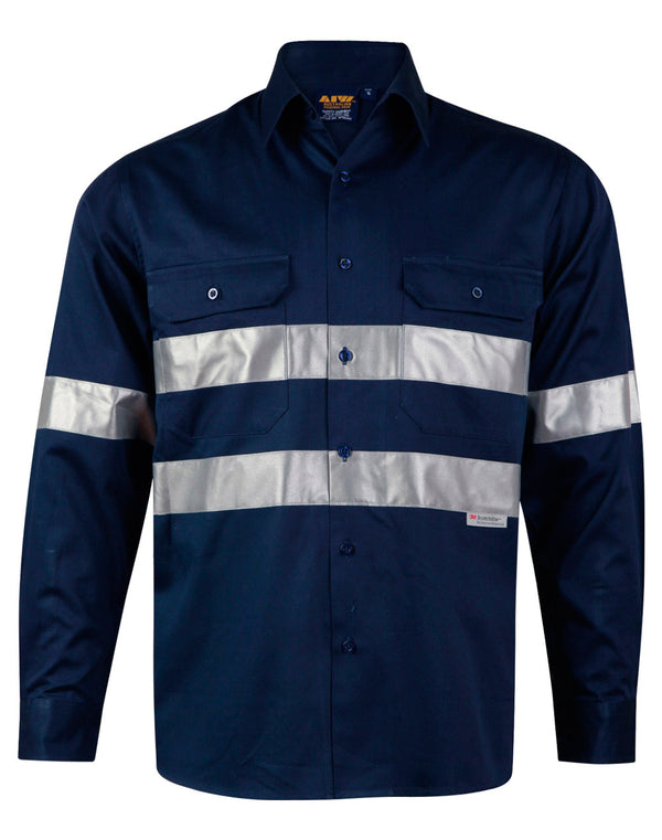 Cotton Drill Long Sleeve Work Shirt 3M Tapes