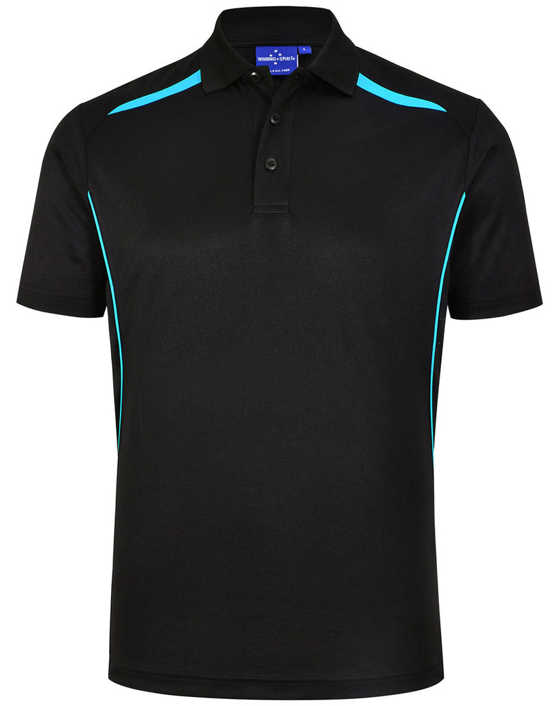 Mens Sustainable Contrast Corporate Short Sleeve Polo (Black & Navy)