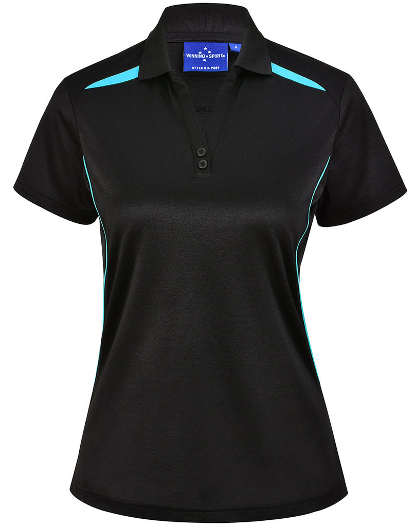 Womens Sustainable Contrast Corporate Short Sleeve Polo (Black & Navy)