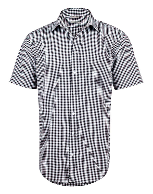 Mens Gingham Check Short Sleeve Shirt