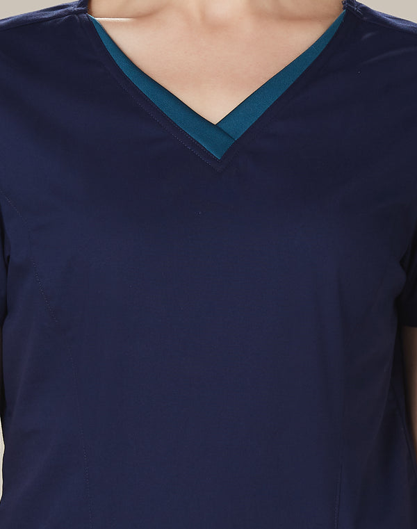 Womens Contrast Colour Short Sleeve Scrub Top