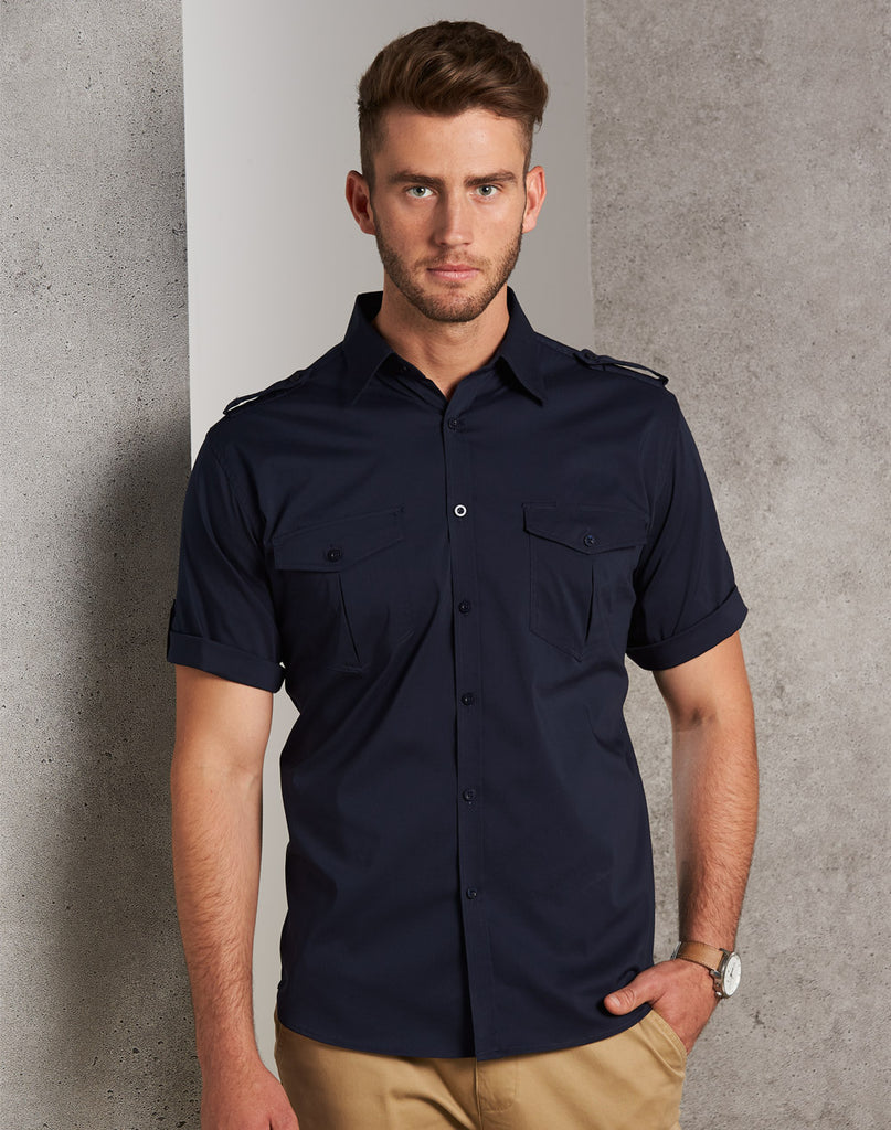 Mens Short Sleeve Military Shirt