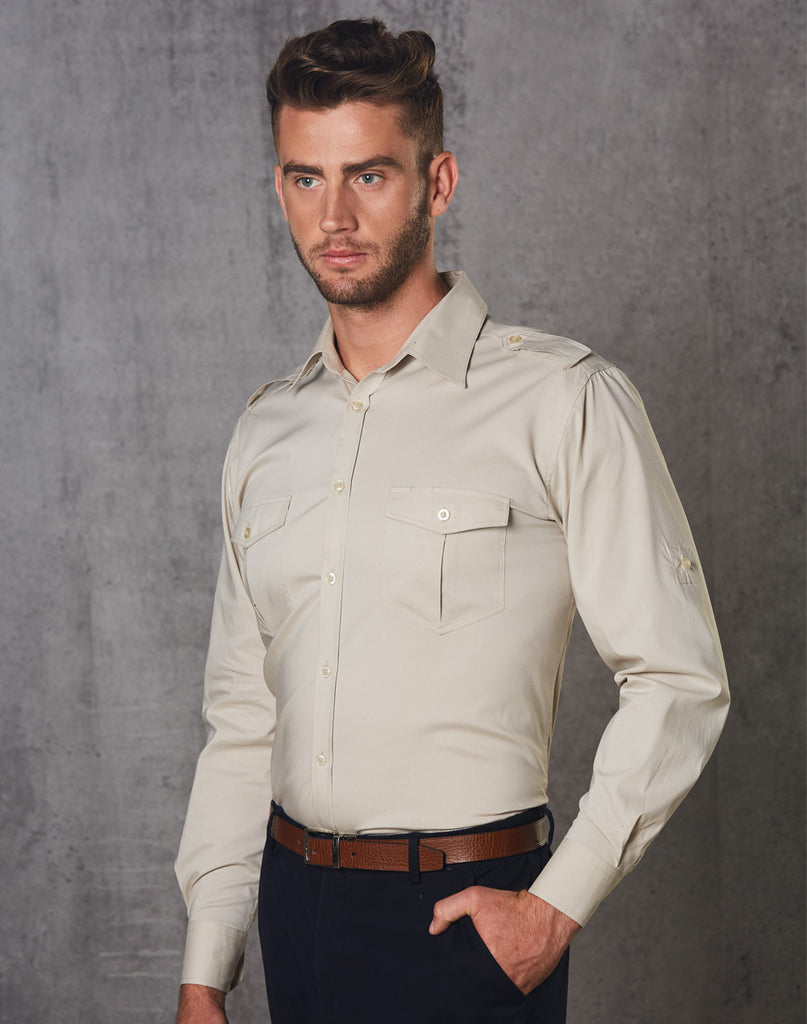 Mens Long Sleeve Military Shirt