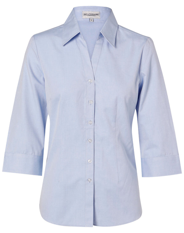 Womens Fine Chambray 3/4 Sleeve Shirt