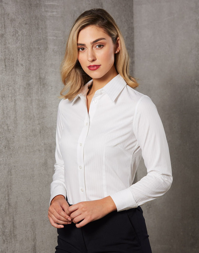 Womens Self Stripe Long Sleeve Shirt