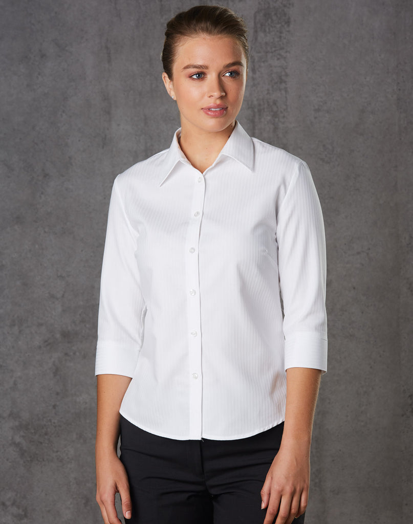 Womens Mini Herringbone 3/4 Sleeve Shirt