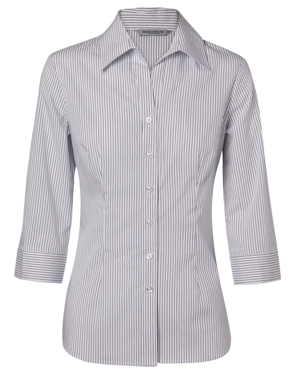 Womens Ticking Stripe 3/4 Sleeve Shirt