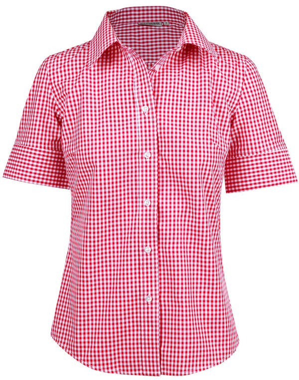 Womens Gingham Check Short Sleeve Shirt