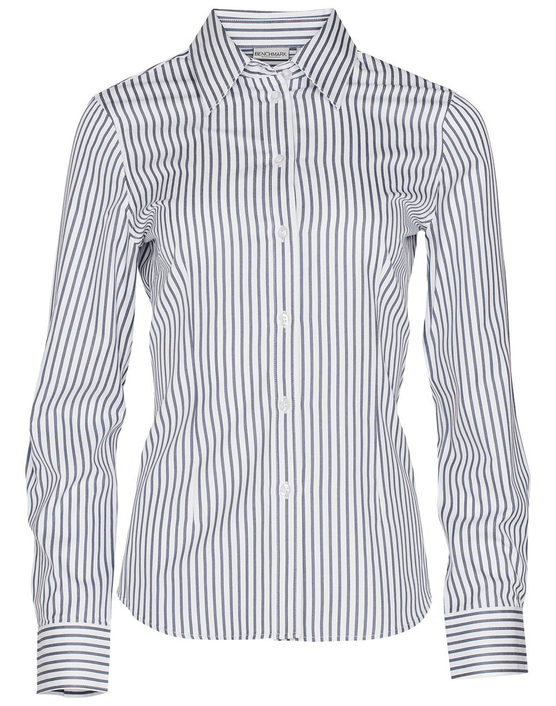 Womens Sateen Stripe Long Sleeve Shirt