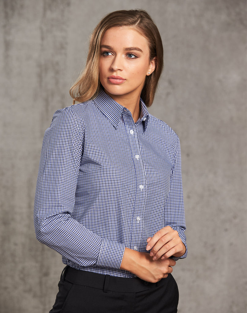 Womens Two Tone Check Long Sleeve Shirt