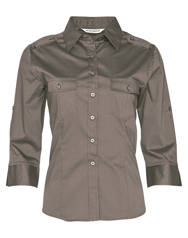 Womens 3/4 Sleeve Military Shirt