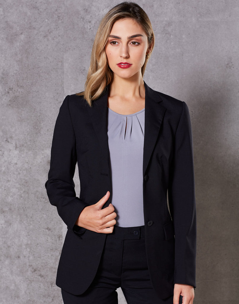 Womens Stretch Wool Blend Mid Length Jacket