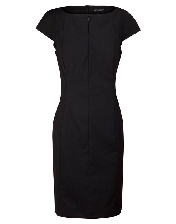 Womens Wool Blend Stretch Cap Sleeve Dress