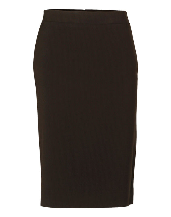 Womens Mid Length Lined Pencil Skirt in Poly/Viscose Stretch Stripe