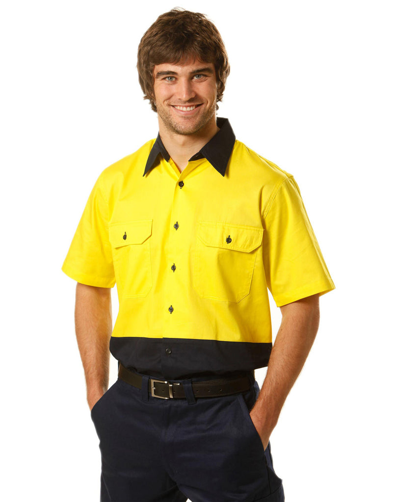 Hi-Vis Two Tone Cool Breeze Short Sleeve Cotton Work Shirt