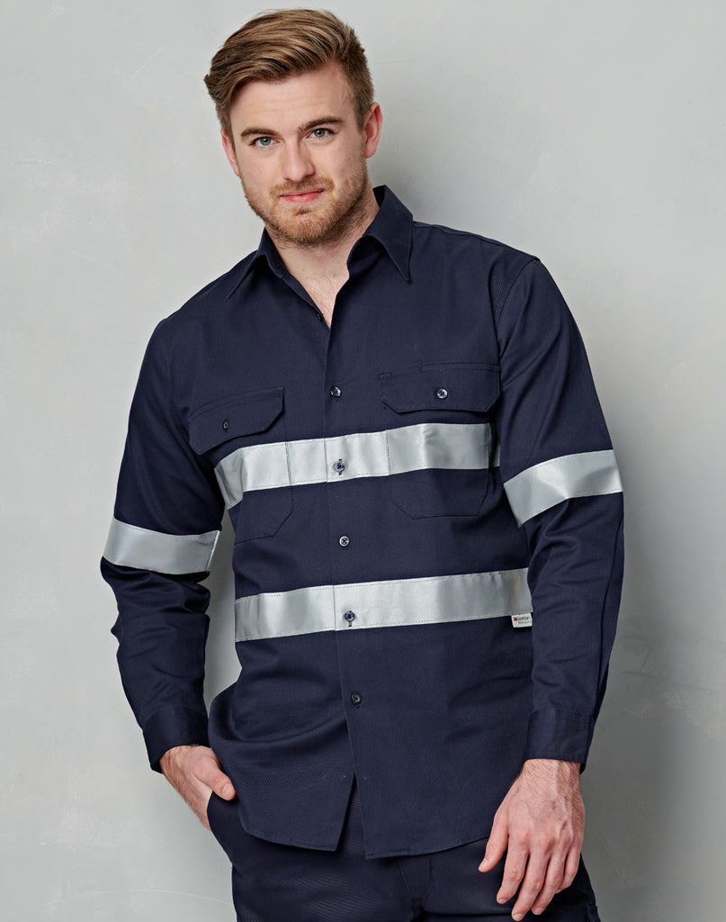 Cotton Drill Long Sleeve Work Shirt 3M Tapes